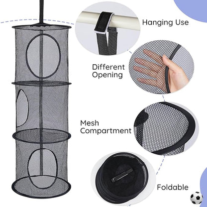 Basumee Stuffed Animals Net or Hammock 2 Pcs Stuffed Animals Storage Toy Net Hammock for Plushies Storage Organizer Mesh Kids Girls Room Decor, Black, 3 Tiers