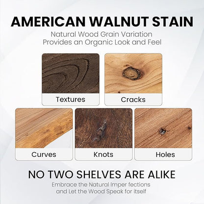 Fun Memories Floating Shelves for Wall Set of 2, Rustic Solid Elm Wood Wall Shelves 24 Inch - Invisible Bracket Mount for Living Room, Bathroom, Bedroom, Kitchen, Natural