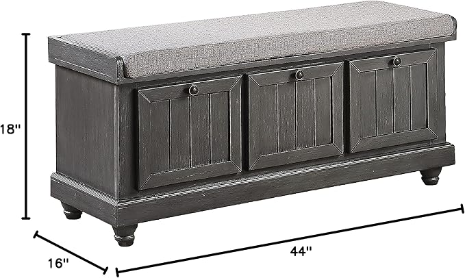 Lexicon Berryessa Lift-Top Storage Bench, Distressed Dark Gray