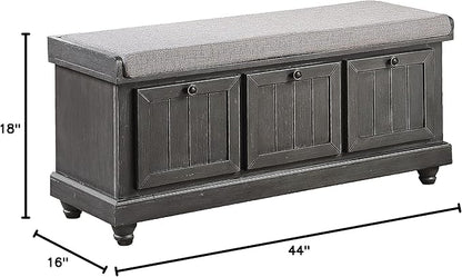 Lexicon Berryessa Lift-Top Storage Bench, Distressed Dark Gray