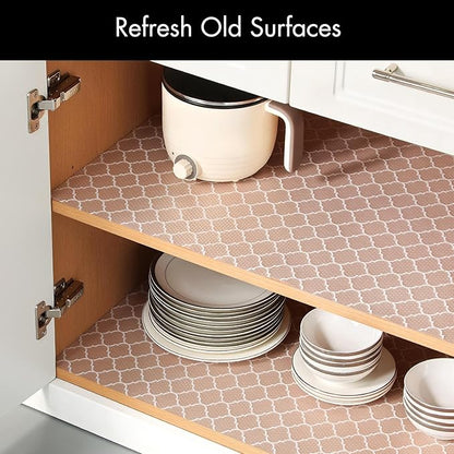 Cooyes Shelf Liner for Kitchen Cabinets – Non-Adhesive Waterproof Drawer Liner – Durable EVA Material Easy-to-Cut Shelf Paper for Refrigerator, Cupboard, Dresser with Modern Pattern (17.7"W x 78.7"L)