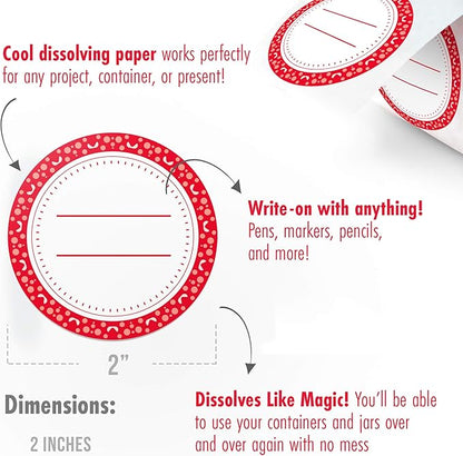 Canning Labels Dissolvable Stickers for Mason Jars and More (2" Round 200/roll) Canning Supplies Washes Off in Seconds Like Magic - Jar Labels Homemade Jam, Jelly, and More (Amaranth Red)