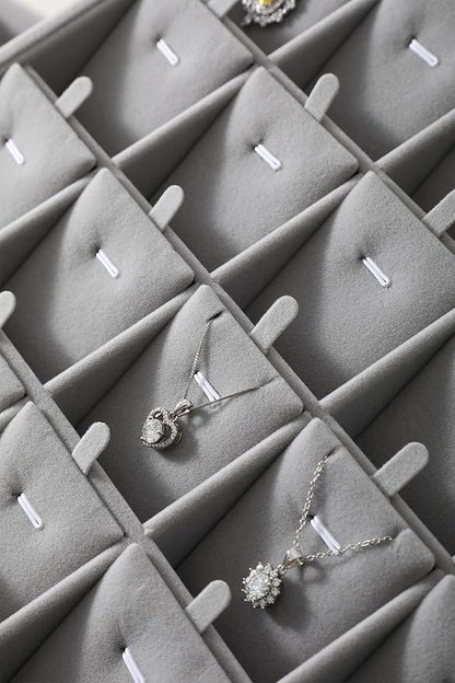 Stackable Jewelry Trays, Velvet Earring Box,Premium Necklace Box,Luxury Jewelry Display Case,Grey Pendant Trays