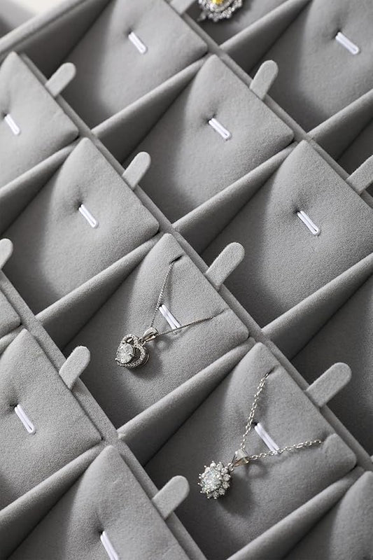 Stackable Jewelry Trays, Velvet Earring Box,Premium Necklace Box,Luxury Jewelry Display Case,Grey Pendant Trays