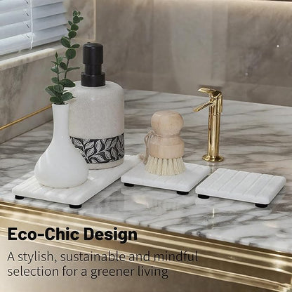 3PCS Stone Drying Tray, Stones Soap Trays, Water Absorbing Stone Tray for Sink, Fast Dry Diatomite Stones Mat, Used for Hand Soaps,Sponge,Toothbrush Holder in Bathroom Counter and Kitchen Sinks