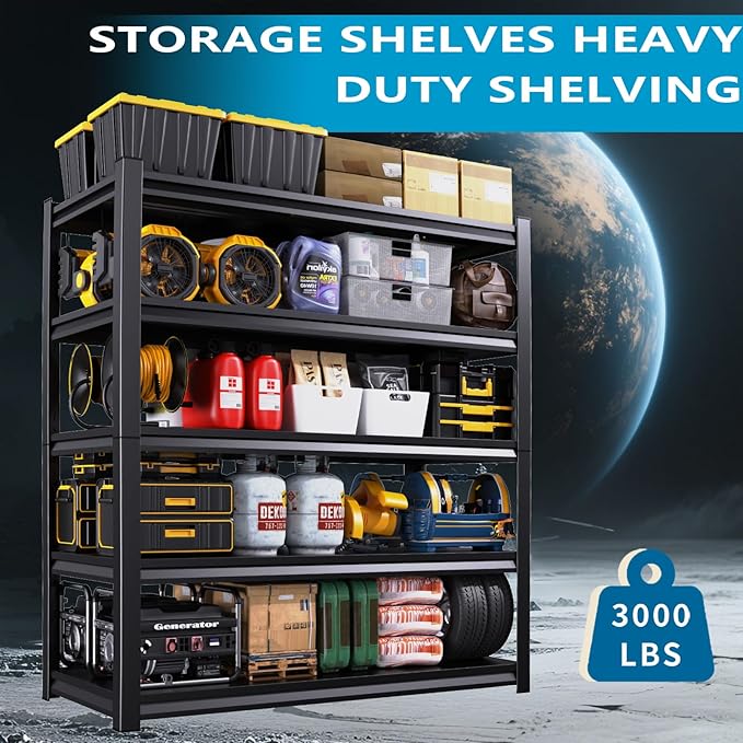 72" H Garage Storage Shelves 5-Tier,Garage Storage System Shelves Adjustable 2000LBS,Storage Shelving for Basement,Pantry,Kitchen,Warehouse, 72''H x 36''W x 16''D