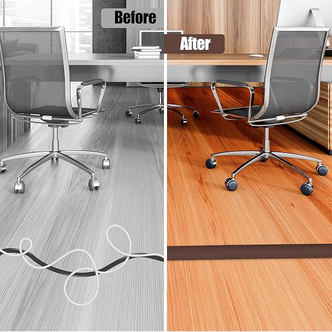 Floor Cord Cover Self Adhesive Cord Hider,3.3FT Cable Management, Extension Strip Protector for Wires, Prevent Cable Trips for Offices, Gyms, Exhibitions Cavity:0.51"(W) x 0.3"(H) Coffee