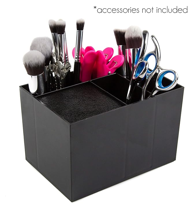 Salon Supply Co Hair Dresser Organizer - Shear Holder for Stylist - Hairstylist Organizer for Station - Scissor Holder Box - Hairstylist Accessories - Holder for Scissors (Black)