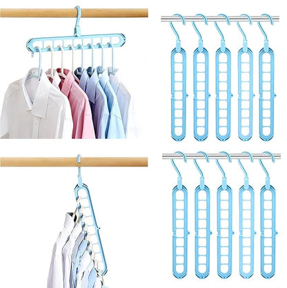 YZÉ BY YIZHE 【9-Space Saving Hangers】, 【Heavy Duty PP Plastic】 【Cascading Hanger Organizer 】 with Anti-Skid Foldable Design for Closet (Blue, 10)