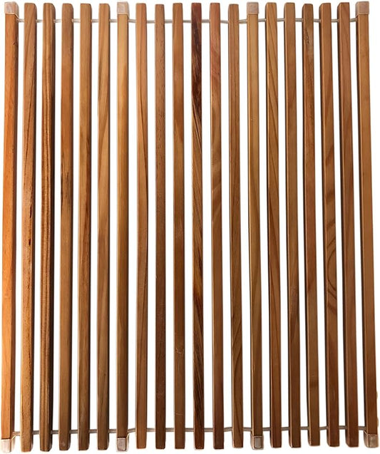 Roll Up Wooden Drying Rack Over The Sink Kitchen, Cover Sink Dry Dishes Bowl Spoon Quickly, Aesthetics and Finishes Coating, Neat Design Stain-Resistant Easy to Dry (Natural Wood color)