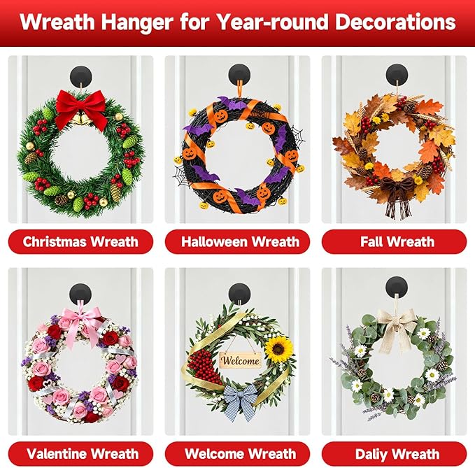 GMYOO Suction Cup Hooks for Shower, Bathroom,Glass Windows,Tile – Towel, Loofah, No-Drill Wreath Hanger for Front Door Waterproof Hook Hold,Black 4packs