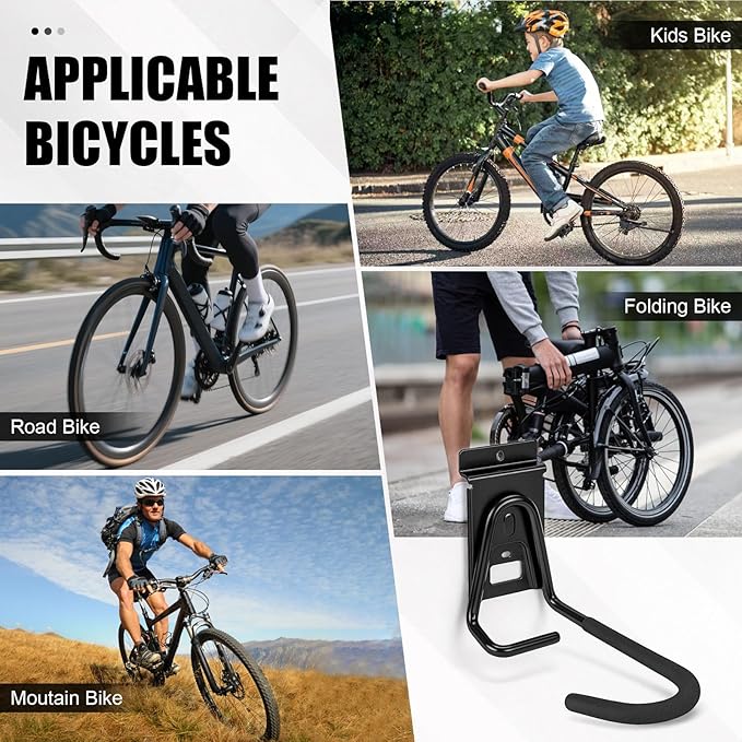 Slatwall Bike Hooks, Heavy Duty Bicycle Hangr with PVC Coating, Wall Mount Vertical Bicycle Storage Rack - 8 Pack