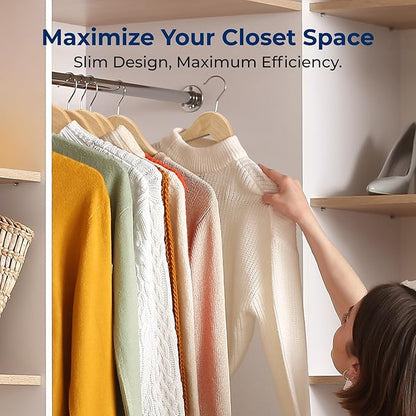 SereneLife 10-Pack Wooden Coat Hangers – Durable Suit Hangers with 360° Swivel Hook & Notches – Slim Design for Sweater, Shirts, Jackets, Dresses, and More