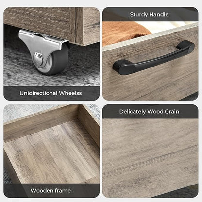TIOPGHAD Under Bed Storage with Wheels, 2-Pack Under Bed Shoe Storage Organizer Drawer, Composite Wood Organizer for Shoes Clothes Containers in Bedroom for Clothes,Shoes(Grey)