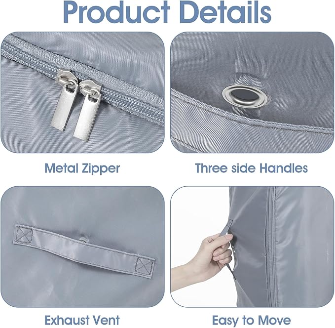 2 Packs Storage Bags Large Capacity Space Saving Zipper Compression Organizer Multifunctional Comforter Storage Bag for Comforters Blankets Bedding and Seasonal Clothing Gray