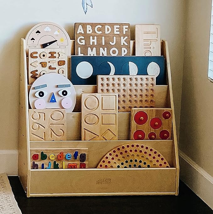 ECR4Kids Streamline Single-Sided Book Display with Storage, Classroom Bookshelf, Natural