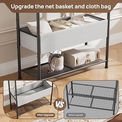 Freestanding Metal Garment Rack - Heavy Duty Coat & Clothes Hanger for Hanging/Drying, Portable Closet Storage for Laundry Room/Bedroom, Black