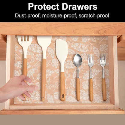 Cooyes Shelf Liners for Kitchen Cabinets, Refrigerator Liners Waterproof & Oil-Proof Kitchen Cupboard Liner Drawer Mats EVA Material Non Adhesive Fridge Liner for Shelves（17.5" W x 360" L）