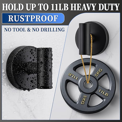 warlve Suction Cup Hooks No Drill Stainless Steel Shower Hooks Towel Hook Robe Hook Heavy Duty on Smooth and Non-Porous Surfaces in Bathrooms Kitchen Bedroom (2, Matte Black)