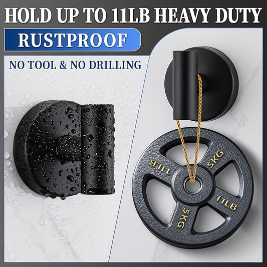 warlve Suction Cup Hooks No Drill Stainless Steel Shower Hooks Towel Hook Robe Hook Heavy Duty on Smooth and Non-Porous Surfaces in Bathrooms Kitchen Bedroom (2, Matte Black)