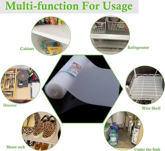 Shelf Liners for Kitchen Cabinets 10 Inch X 20 Ft Non Adhesive Cabinet Drawer Liner Non Slip Refrigerator Liners for Shelves Washable Cupboard Liner for Dresser Bathroom