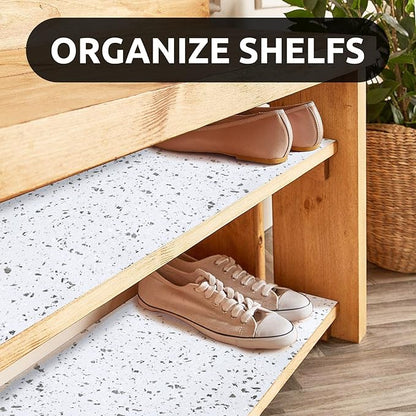 RAY STAR 18X96 Inch Shelf Liner for Kitchen Cabinets, Non-Adhesive Cabinet Liner Washable, PVC Drawer Liner for Dresser Non-Slip Bathroom (Stone)(4 Roll)