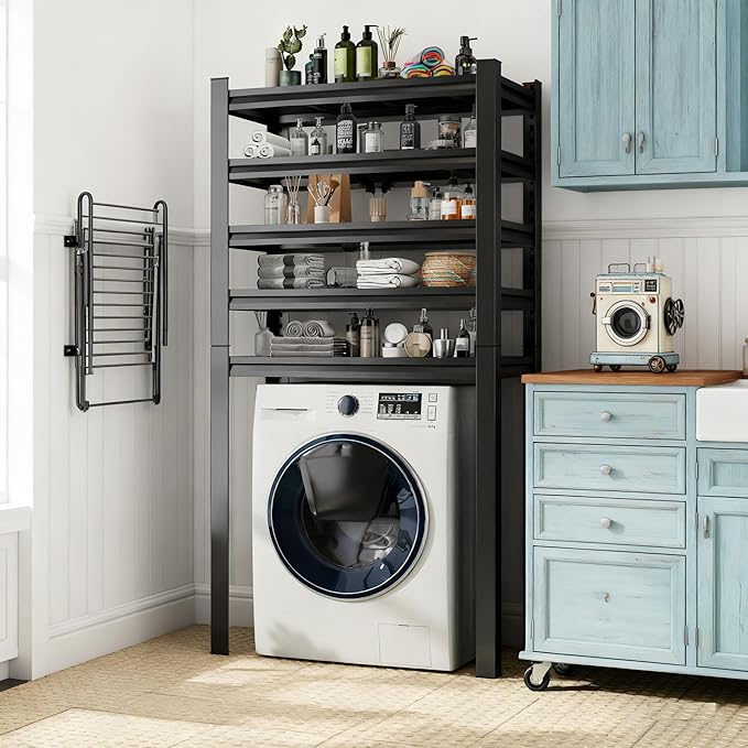Laundry Shelf,6 Tier Over Washer and Dryer Storage Shelves,Adjustable Easy to Install,Space Saver Laundry Shelf Organizer,Utility Shelves for Balcony (77.4 H*17.7" D*39.3" W)