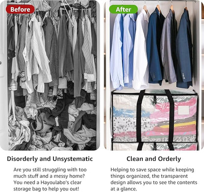 Moving Bags Heavy Duty Extra Large, Alternative for Moving Boxes & Moving Supplies,Clear Storage Bins with Lids, Plastic Packing Tote, Storage Bags for Clothes with Handles & Zippers(Clear, 6 Pack)