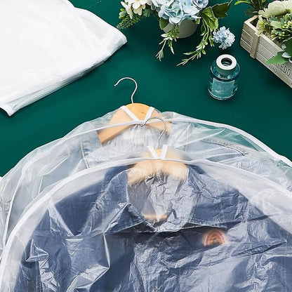 Patelai 8 Pcs 4" Gusseted Plastic Shoulder Covers for Hanging Clothes Coat Covers for Closet Clear Garment Breathable Bag for Jacket Clothing Coat Dress (Semi-transparent)