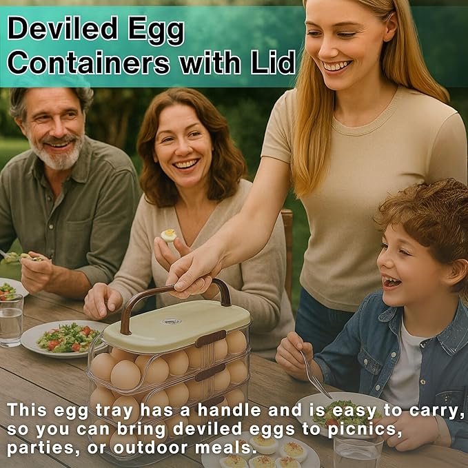 3-Tier Egg Dispenser for Refrigerator, Rolling Egg Organizer with Time Tracker, Stackable BPA-Free Egg Container Holds 42 Eggs, Fresh Egg Holder for Countertop Storage
