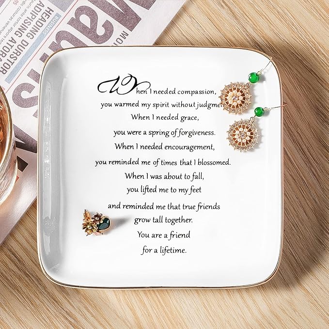 PUDDING CABIN Friendship Ring Trinket Dish - Lifetime Friendship Gift for Women, BFF, Coworkers, Moving Away