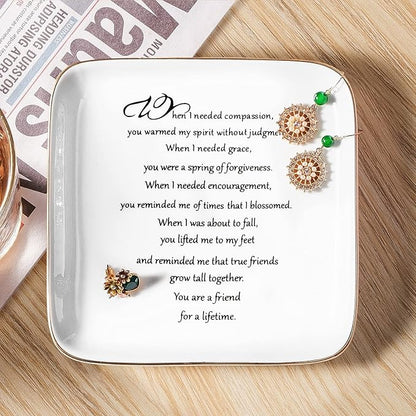 PUDDING CABIN Friendship Ring Trinket Dish - Lifetime Friendship Gift for Women, BFF, Coworkers, Moving Away