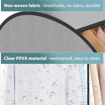 10" Gusseted Garment Bags for Hanging Clothes 50" Suit Bags for Open Closet Storage, Side Clear Clothing Cover for Coat, Dress, Jacket, Shirt, Fur Wardrobe Protector, 3 Packs, Grey