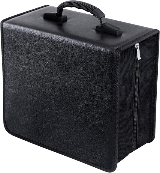 CD/DVD Case Binder - 400 Capacity Disc Storage Holder, Black PU Binder
