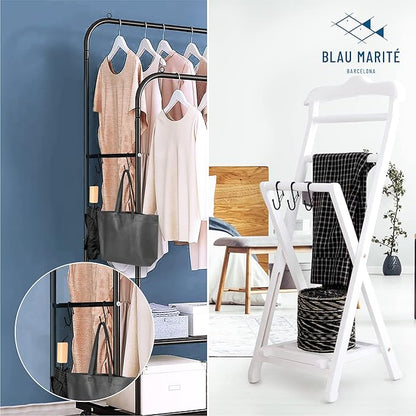 Blau Marité 6 S-Shaped Hooks with Anti-Fall System. Anti Drop S-Shaped Hook with Safety Buckle to Prevent Falls. Heavy Duty. (Black, 4in Long (Diameter Rod<1.2in))