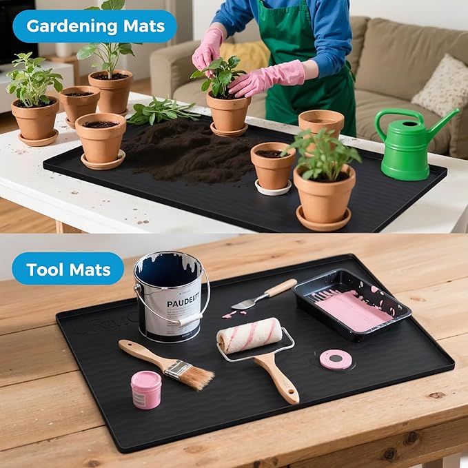 URMONA 28'' x 19'' Waterproof Silicone Under Sink Mat Cabinet and Counter Protector, Shelf Liner for Kitchen and Bathroom, Storage and Organizers, Litter Mat, Pet Cat Puppy Essentials（White Sand）