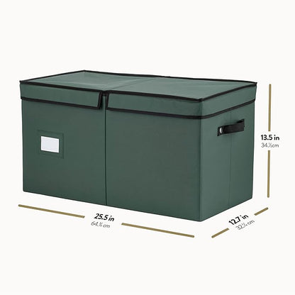 ZOBER Christmas Ornament Storage Box - Stores 128 3" Ornaments with Individual Trays - Tear Proof 600D Oxford Fabric - ornament organizer storage box, Durable Christmas Containers Holder - Green