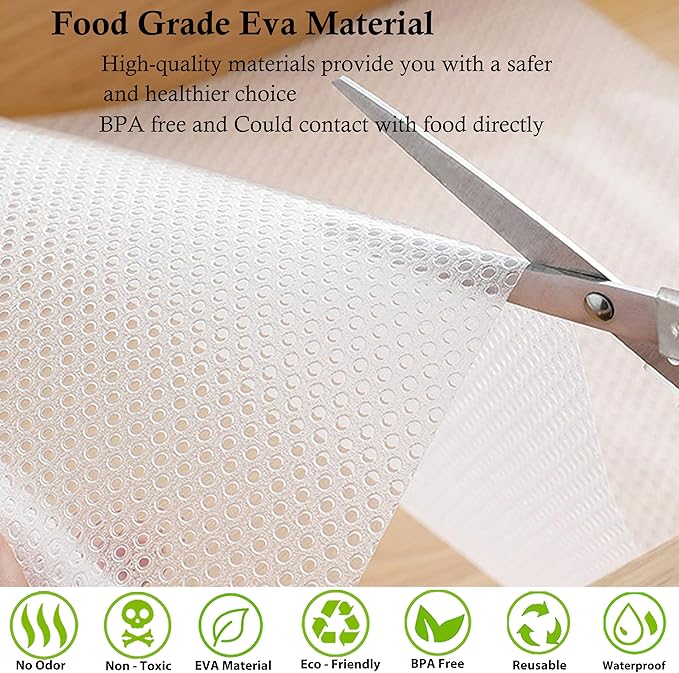 Shelf Liner with Adhesive Cabinet Drawer Liners Peel and Stick 11 in X 20 Ft Non-Slip Waterproof Kitchen Cupboard Drawer Mat for Pantry Shelves Closet Bathroom Refrigerator Liner Removable