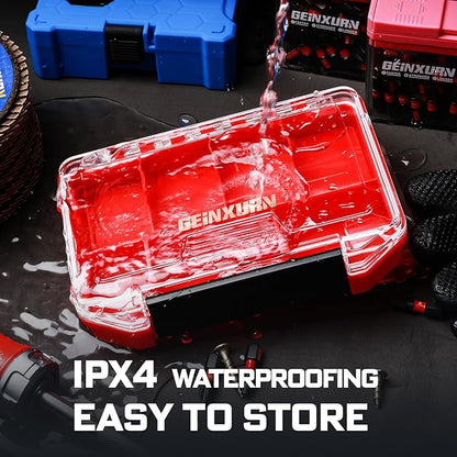 IPX4 Waterproof Small Storage Parts Organizer, Small Parts Case with Removable Dividers, Screwdriver Bit Set Box(2 Boxes)