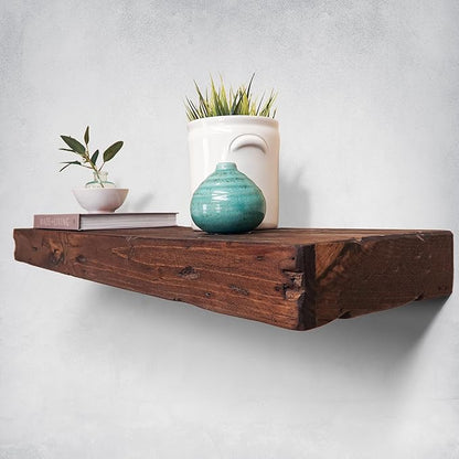 Urbandi Rustic Distressed Floating Shelves, Set of 2, Handmade Out of Pine Wood, 3 Inch Thick, Made in USA (Provincial, 36Lx3Hx6D)