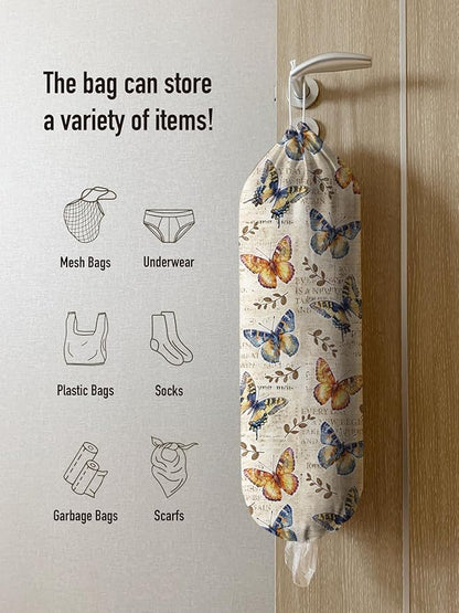 Hglian Grocery Bag Holder,Retro Butterfly Plastic Shopping Bags Organizer Storage Keeper Extra Large
