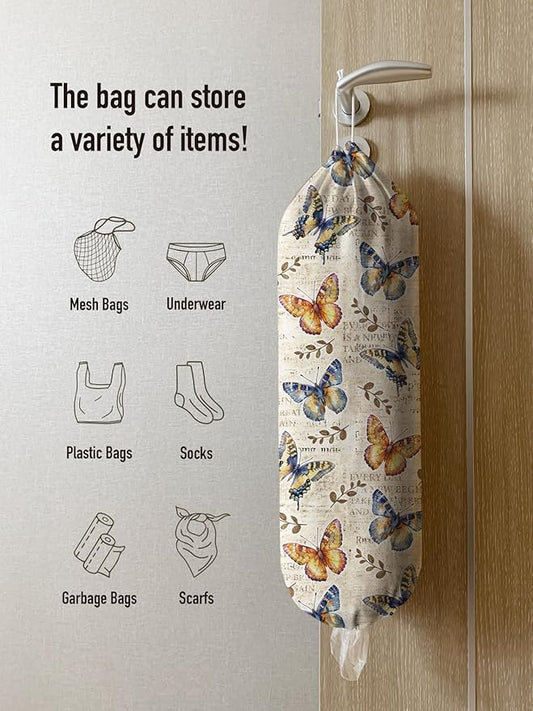 Hglian Grocery Bag Holder,Retro Butterfly Plastic Shopping Bags Organizer Storage Keeper Extra Large