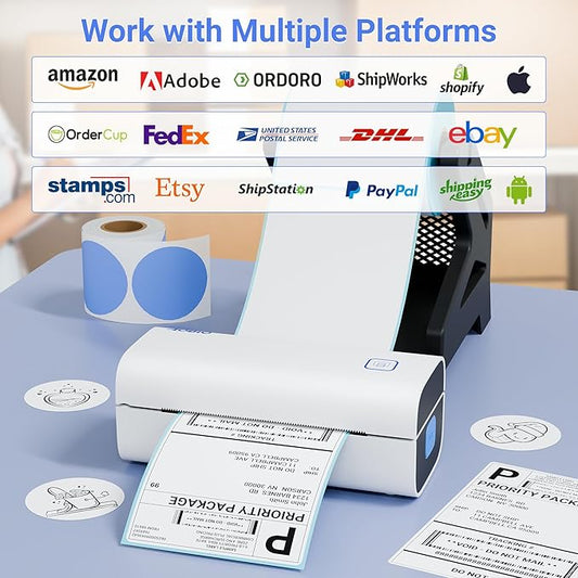 Thermal Shipping Label Printer - 4x6 Label Printer for Small Business - Desktop Barcode Printer
