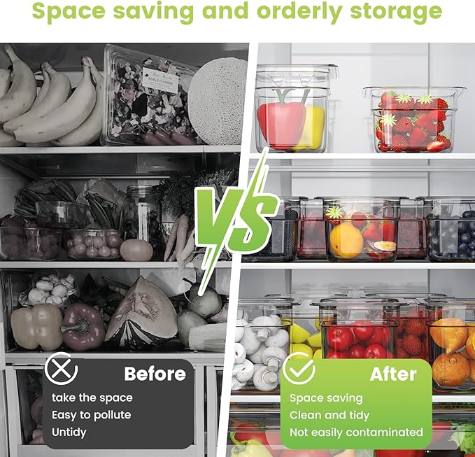 HNEDSEN 6 Pack Plastic Food Pan with Lid 1/6 Size 6 Inch Deep Restaurant Clear Food Storage Containers Polycarbonate Commercial Hotel Pans for Fruits Vegetables Beans Corns (6 PCS, 6'' Deep)