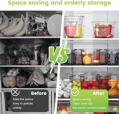 HNEDSEN 6 Pack Plastic Food Pan with Lid 1/6 Size 6 Inch Deep Restaurant Clear Food Storage Containers Polycarbonate Commercial Hotel Pans for Fruits Vegetables Beans Corns (6 PCS, 6'' Deep)