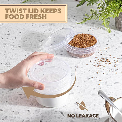 PLASTICPRO 24 Pack Twist Top Containers Assorted Sizes Plastic Food Storage Containers with Clear Twist on Lids Stackable Reusable