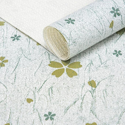 RAY STAR 12X120 Inch Shelf Liner for Kitchen Cabinets, Non-Adhesive Cabinet Liner Washable, PVC Drawer Liner for Dresser Non-Slip Bathroom (Green-Floral)(1 Roll)