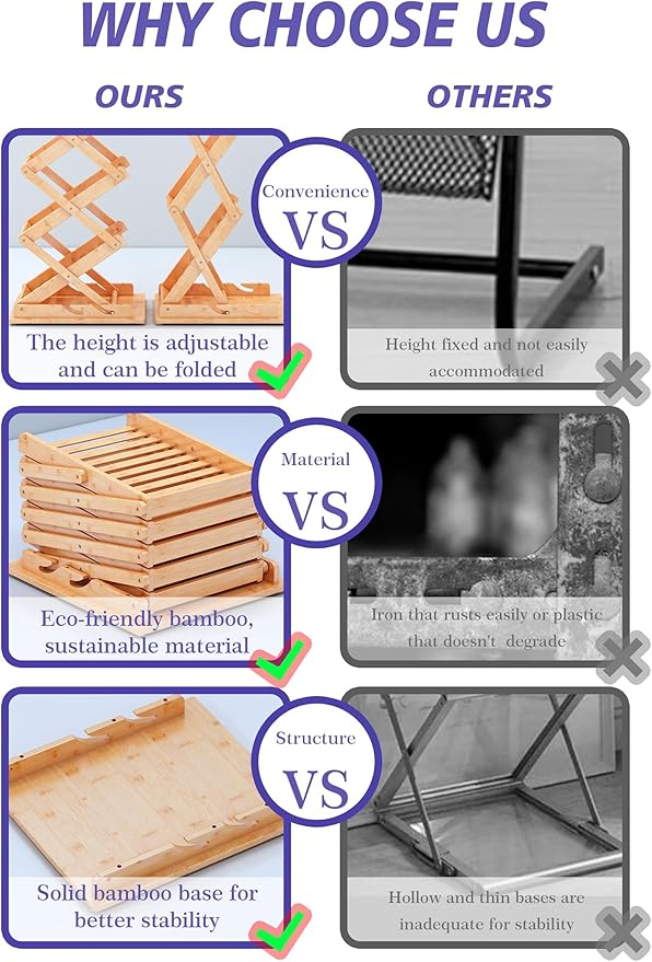 Foldable Bamboo Magazine Rack Floor, Portable Display Stand, Magazine Rack 5 Pockets, for Trade Show, Office, A4 Size