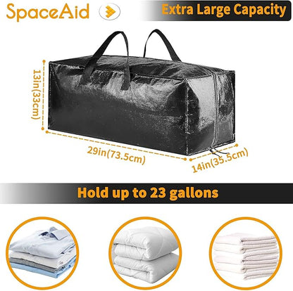 SpaceAid Heavy Duty Moving Bags, Extra Large Storage Totes W/Backpack Straps Strong Handles & Zippers, Alternative to Moving Boxes, Packing & Moving Supplies, Black (6 Pack)