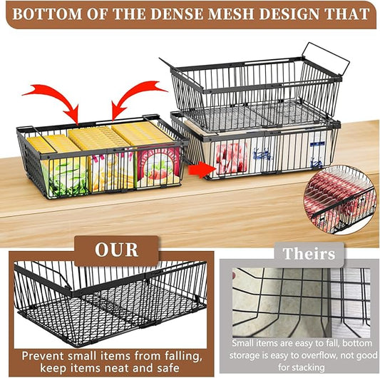 ANJUBAN Large Freezer Organizer Bins，Upgraded Bottom Leak-Proof net，Fit 10 to 20 Cu.Ft Deep Freezer，2 Pack， Expandable Stackable Chest Freezer Organizer Bins , for Fridge, Deep Freezer, Cabinet